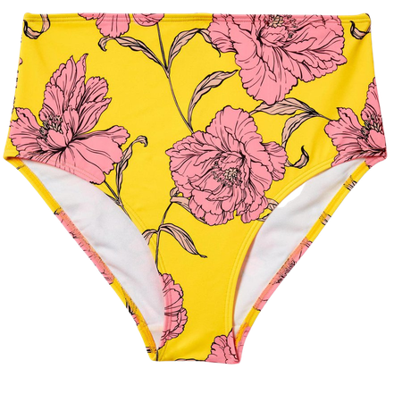 High Waisted Bikini Bottoms - Lemon Fizz, Peony Bloom | Boden US