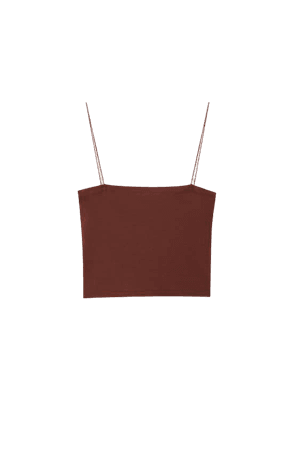Basic crop top with thin straps - pull&bear