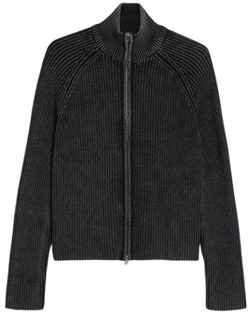 Two-way zip cardigan - Washed black - Monki WW