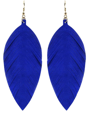Amazon.com: Large Genuine Soft Leather Handmade Fringe Feather Lightweight Tear Drop Dangle Color Earrings for Women Girls Fashion (Blue): Clothing, Shoes & Jewelry