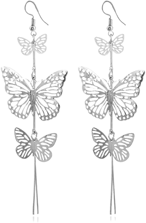 2019 Alloy Layered Butterfly Drop Earrings In SILVER | DressLily.com