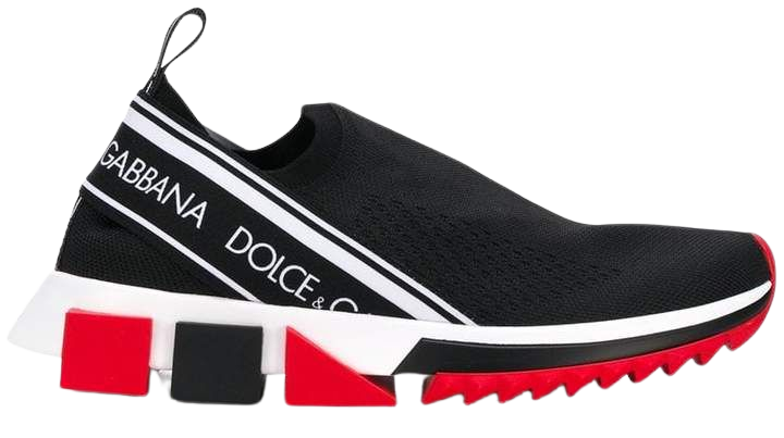 black, white and red sorrento logo sneakers