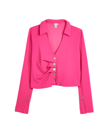 Pink gathered shirt | River Island