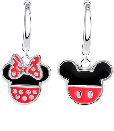 Amazon.com: Disney Womens Mickey and Minnie Mismatch Hoop Earrings - Minnie Mouse Earrings - Mickey Mouse Earrings: Clothing, Shoes & Jewelry