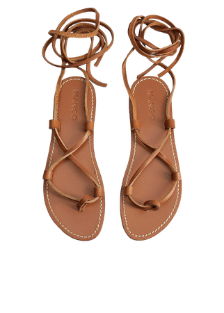 Skórzane sandały z pasków - Kobieta | Mango Polska