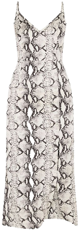 Grey Snake Print Satin Midi Slip Dress | PrettyLittleThing