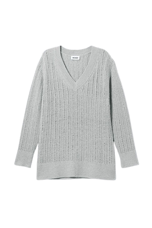 Farila Oversized Distressed Sweater - Light Dusty Grey - Weekday WW