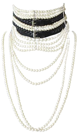 Black and white pearl choker necklace