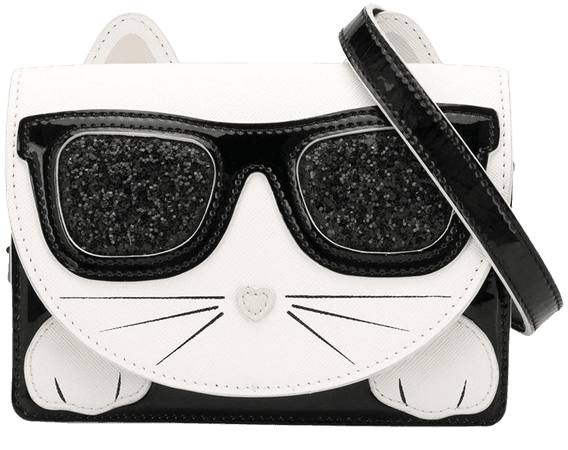 Shop white & black Karl Lagerfeld Kids Choupette shoulder bag with Express Delivery - Farfetch