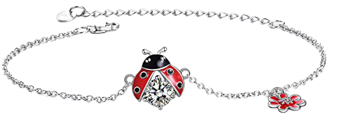 Amazon.com: POPLYKE Ladybug Bracelet for Women Sterling Silver Flower Adjustable Chain Bracelet Gifts for Girls Mom Daughter Wife (ladybug bracelet): Clothing, Shoes & Jewelry