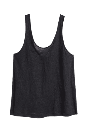 Linen Jersey Tank Top - Black - Ladies | H&M US