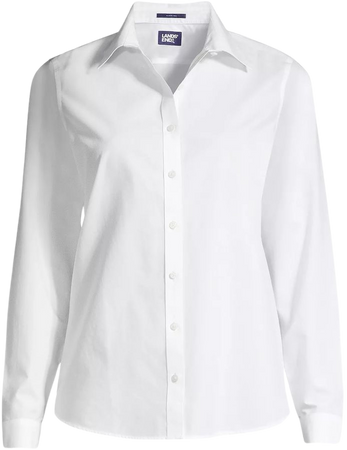 Lands' End Women's Plus Size Wrinkle Free No Iron Button Front Shirt - 16w - White : Target