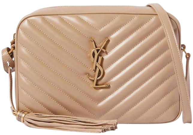 Saint Laurent Camera New YSL Quilted Purse Beige Leather Cross Body Bag
