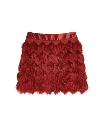 Red fringe mini skirt | River Island