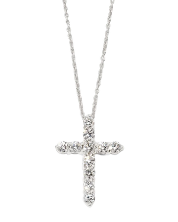Roberto Coin 18" White Gold Diamond Cross Pendant Necklace, 0.45ct | Neiman Marcus