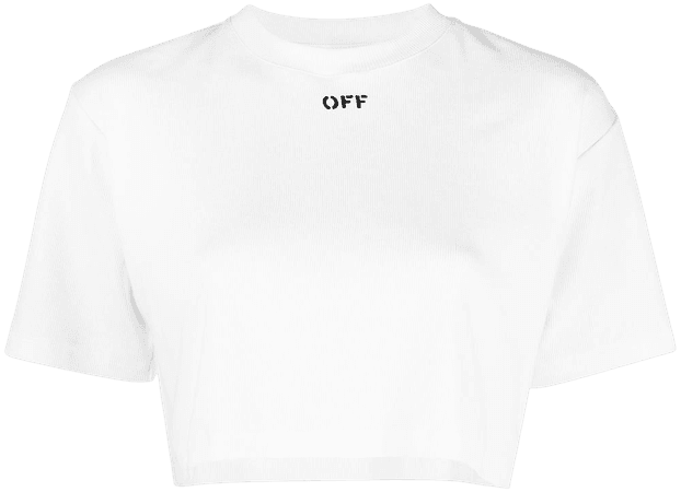 Shop Off-White cropped short-sleeve T-shirt with Express Delivery - FARFETCH