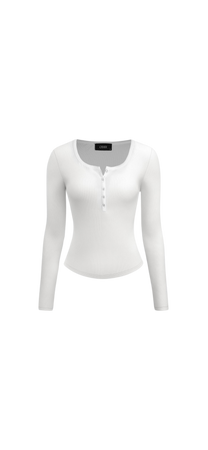 white button up long sleeved top