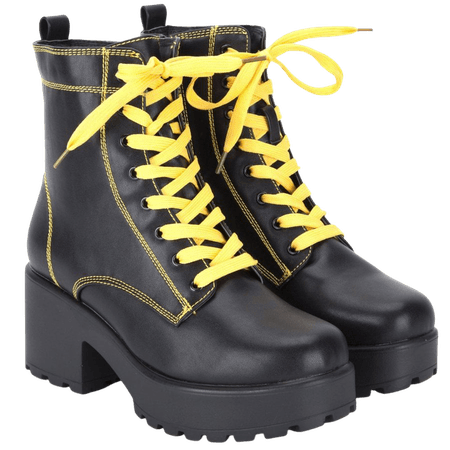 black and yellow boots
