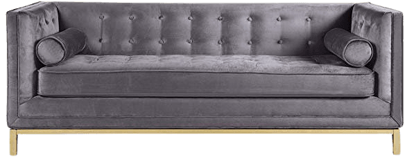 Amazon.com: Iconic Home Dafna Club Sofa Sleek Elegant Tufted Velvet Plush Cushion Brass Finished Stainless Steel Brushed Metal Frame Couch, Modern Contemporary, Grey: Home & Kitchen