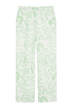 Light-weight trousers - Light green tropical print - Trousers - Monki WW