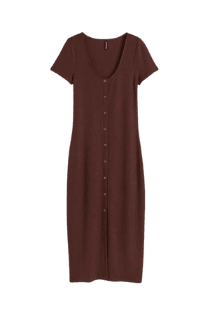 Ribbed Jersey Dress - Dark brown - Ladies | H&M US