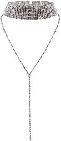 Amazon.com: ROSYSHE 10 Rows Diamond Choker Rhinestone Necklace Crystal Tassel Wide Collar Necklaces Sparkly Long Crystal Collar Neck Chain for Women and Girls Silver: Clothing, Shoes & Jewelry