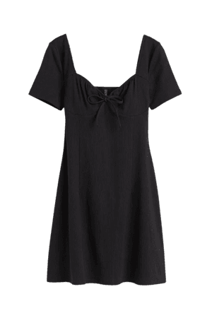 Tie-detail Ribbed Dress - Black - Ladies | H&M US