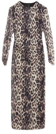 Animal Printed Mesh Jersey Midi Dress | Karen Millen