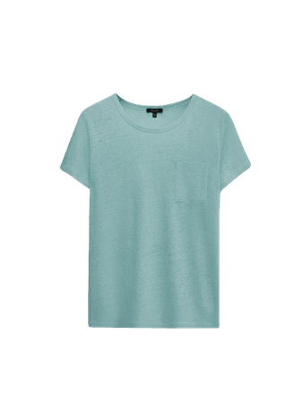 100% linen T-shirt with pocket - Women - Massimo Dutti
