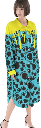 Blue Googly Eye Drip Drip Dress | 100% Rayon Electric Blue Safety Yell – AbyssWares