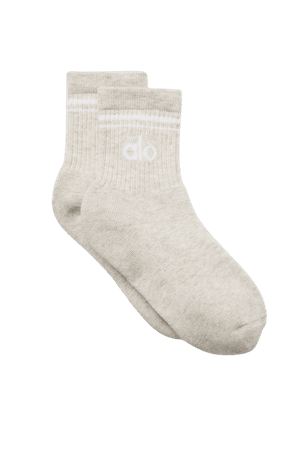 Unisex Half-Crew Throwback Sock - Oatmeal Heather/White | Alo Yoga