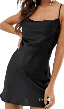black cami mini slip dress