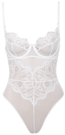Intimates : 'Nadia' White Lace Bodysuit