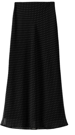 Long polka dot chiffon skirt - New - Women | Bershka