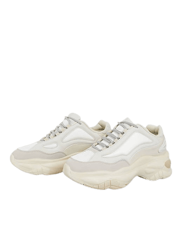 Bershka chunky sneakers with platform sole in cream | ASOS