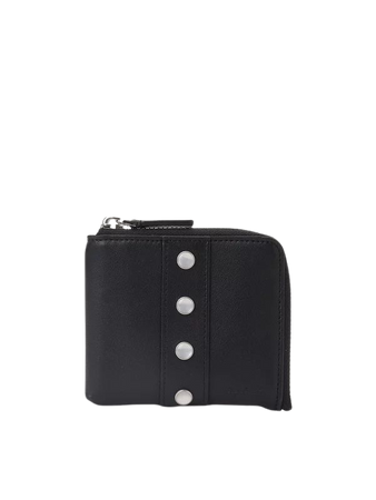 black leather wallet with press studs on the front | agnès b.