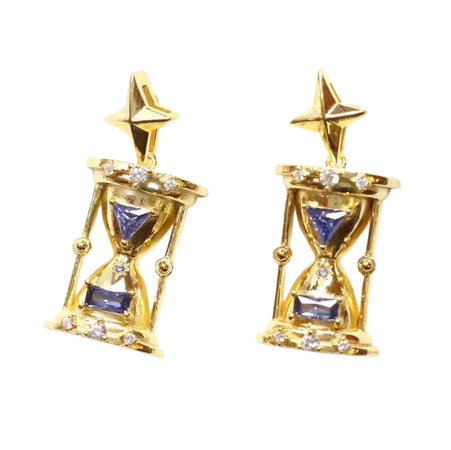 gold and purple hourglass earrings