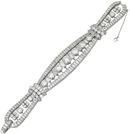 Van Cleef and Arpels Round and Baguette Diamond Bracelet For Sale at 1stDibs