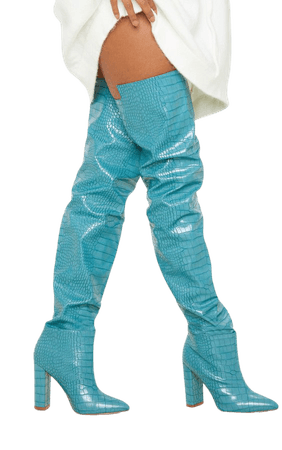 turquoise blue thigh high boots - Google Search
