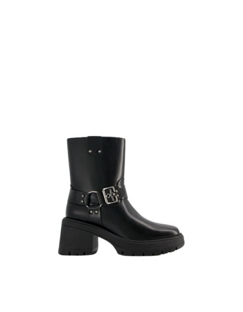 Heeled biker ankle boots with buckles - Shoes - Women | Bershka