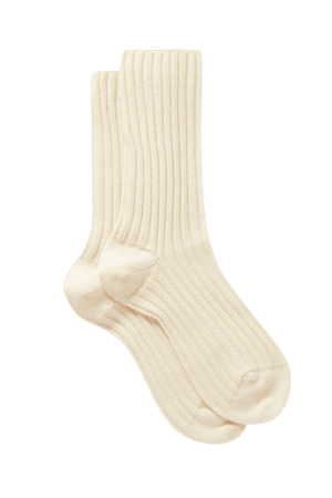 Beige Ribbed cashmere socks | Maria La Rosa | NET-A-PORTER