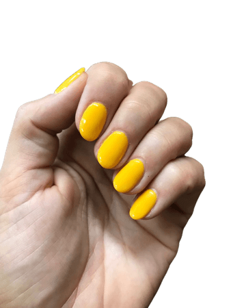 Mustard yellow summer gel oval almond short nails | Oval acrylic nails, Oval nails, Short acrylic nails