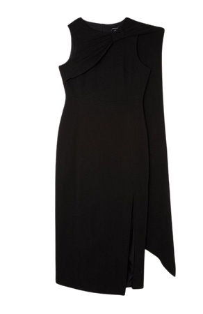 Compact Stretch Viscose Knot Drape Tailored Midi Dress | Karen Millen