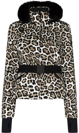 Goldbergh leopard-print Faux fur-trim Ski Jacket - Farfetch
