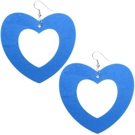 Blue Gigantic Big Heart Earrings | Heart earrings, Big earrings, Big heart