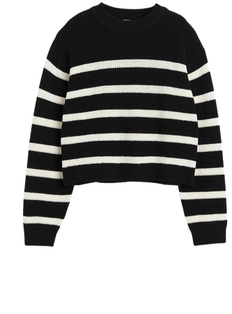 Rib-knit Sweater - Black/striped - Ladies | H&M US