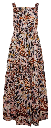 Animal Tiered Cotton Maxi Dress | Karen Millen