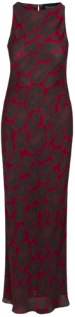 Tatjana Rouge Leopard | Sleeveless red silk maxi dress | Réalisation