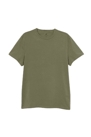 Regular Fit Crew-neck T-shirt - Light khaki green - Men | H&M US