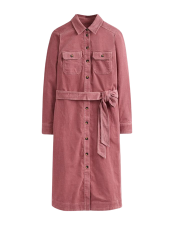 Eloise Cord Midi Shirt Dress - Bloom Pink | Boden US
